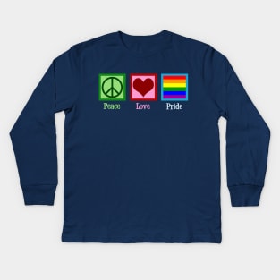 Peace Love Gay Pride Kids Long Sleeve T-Shirt